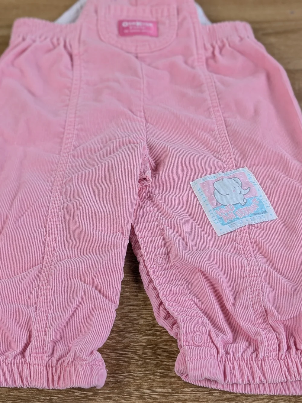 OshKosh Pink Corduroy Elephant Overalls Vestbak Vintage 18 Months